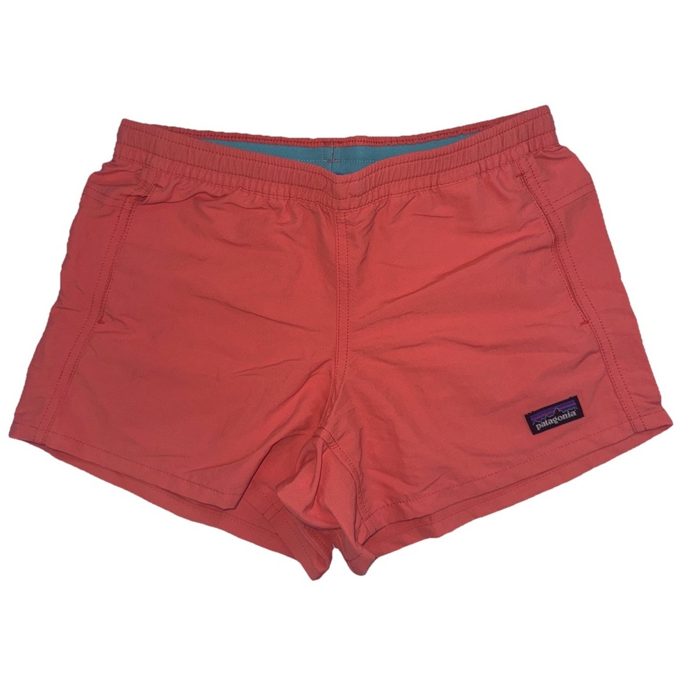 Patagonia Girls Baggies Shorts 4" Unlined Nylon Coral Pink Size Large 12 NWOT